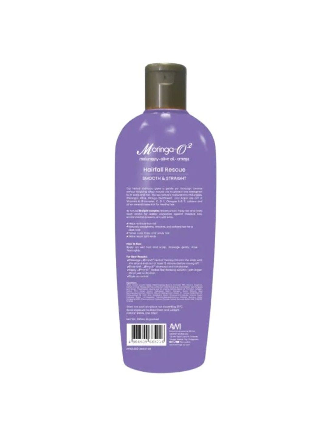 Moringa-O2 Herbal Hairfall Rescue Shampoo - Smooth & Straight (350ml) (No Color- Image 2)