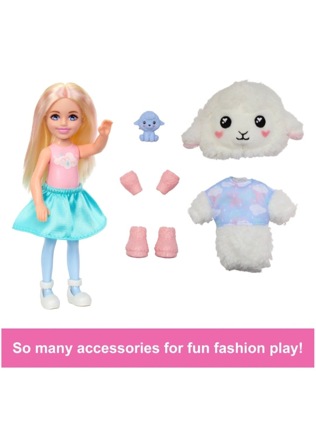 Barbie Chelsea Cutie Reveal, Blonde Doll Plush Lamb (No Color- Image 2)