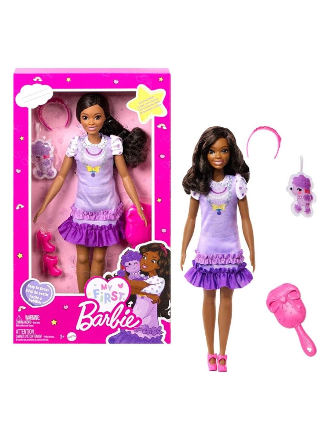 Barbie My First Barbie Brooklyn Doll - Wavy Black Hair (No Color- Image 1)