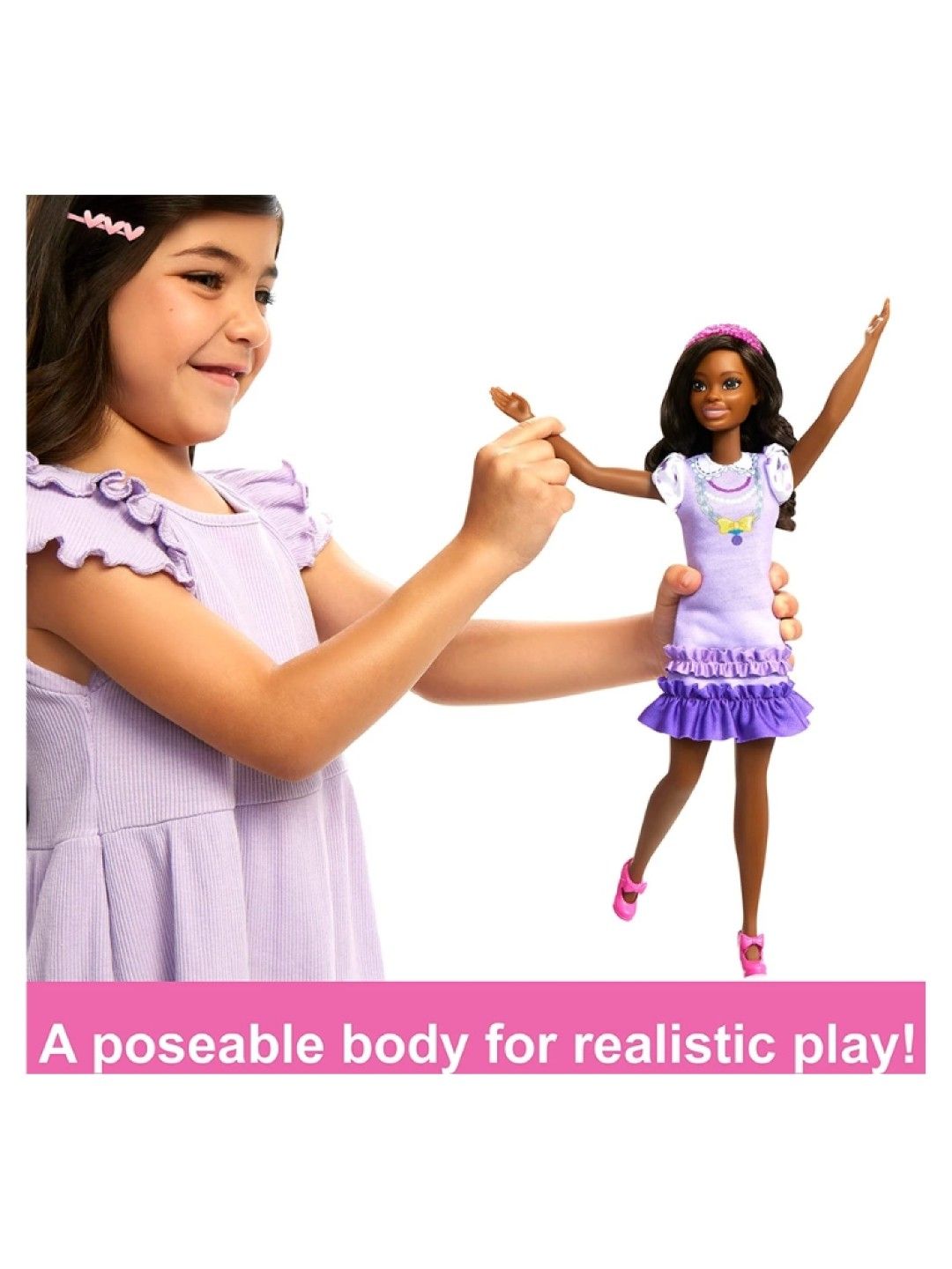 Barbie My First Barbie Brooklyn Doll - Wavy Black Hair (No Color- Image 4)