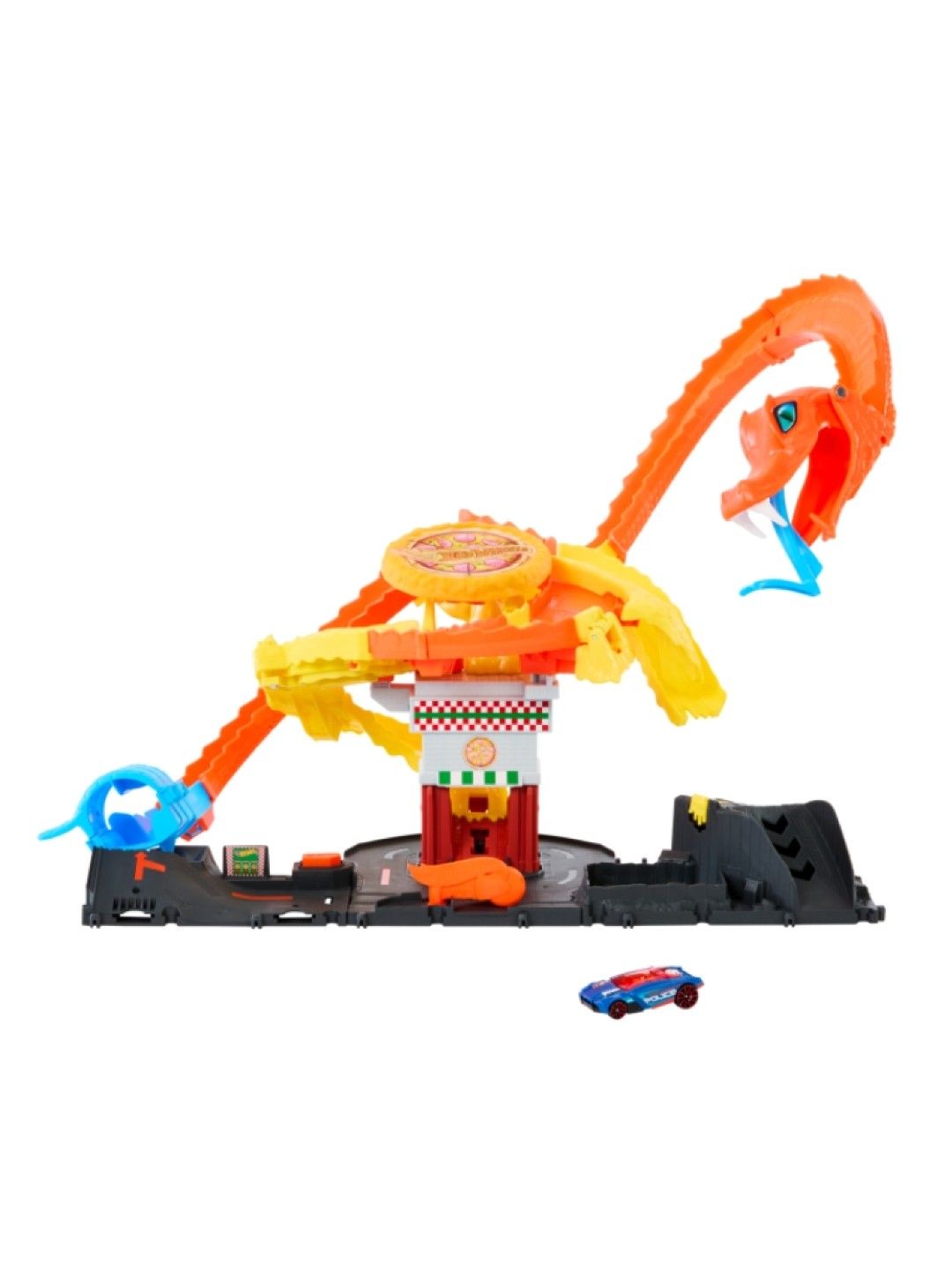 Hot Wheels City Toy Car Track Set, Pizza Slam Cobra Attack Playset (No Color- Image 1)