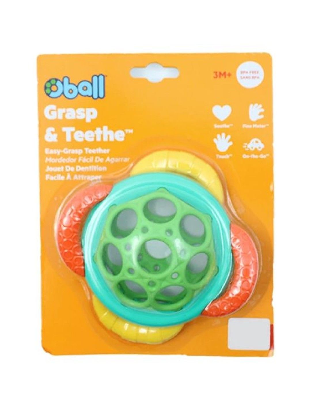 Bright Starts Oball Grasp & Teethe Easy Grasp Infant Teether Toy (No Color- Image 2)
