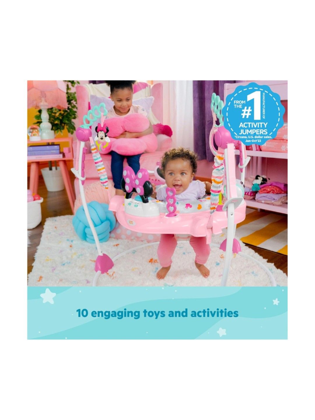 Bright Starts Disney Baby Minnie Mouse Forever Besties Activity Jumper (No Color- Image 3)