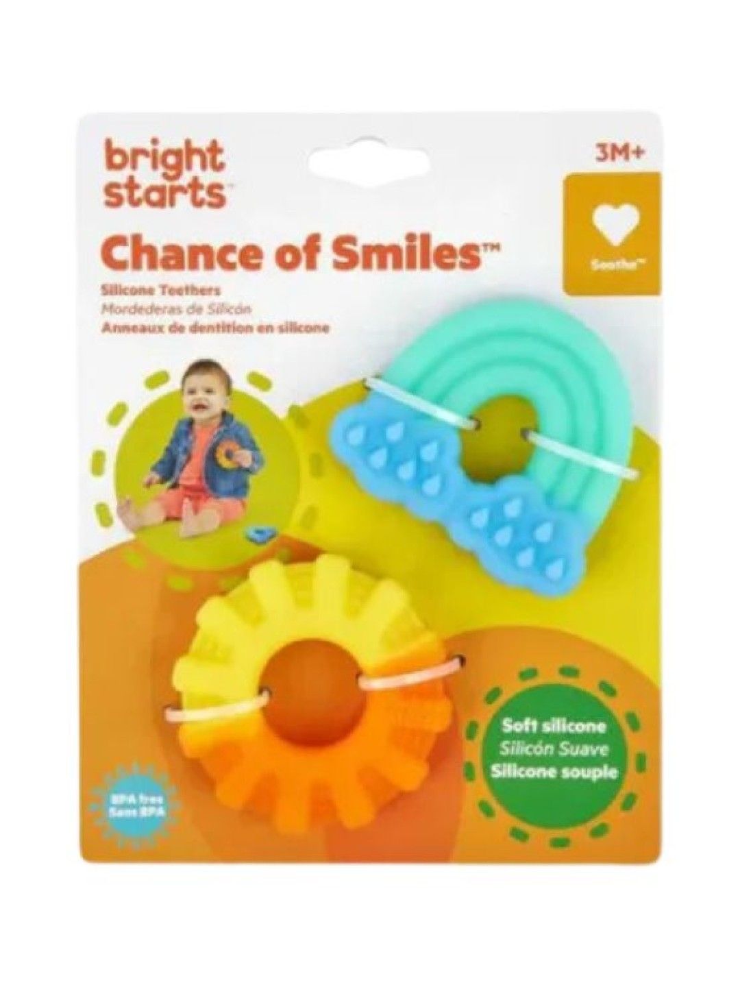 Bright Starts Bright Starts Chance of Smiles Silicone Teether 2-pack (No Color- Image 2)