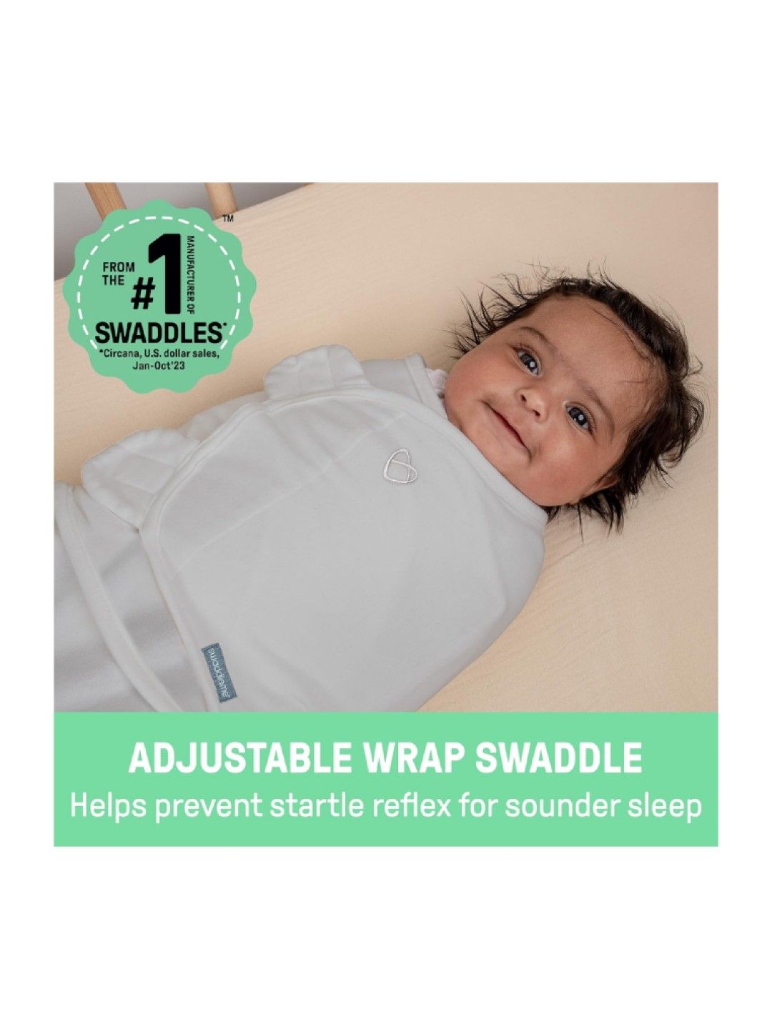 SwaddleMe by Ingenuity, Original Swaddle Muslin, Maat 0-3 maanden, 7-14