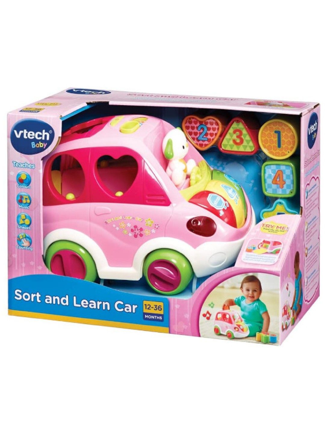 VTech Baby Sort and Learn Car (Pink- Image 2)