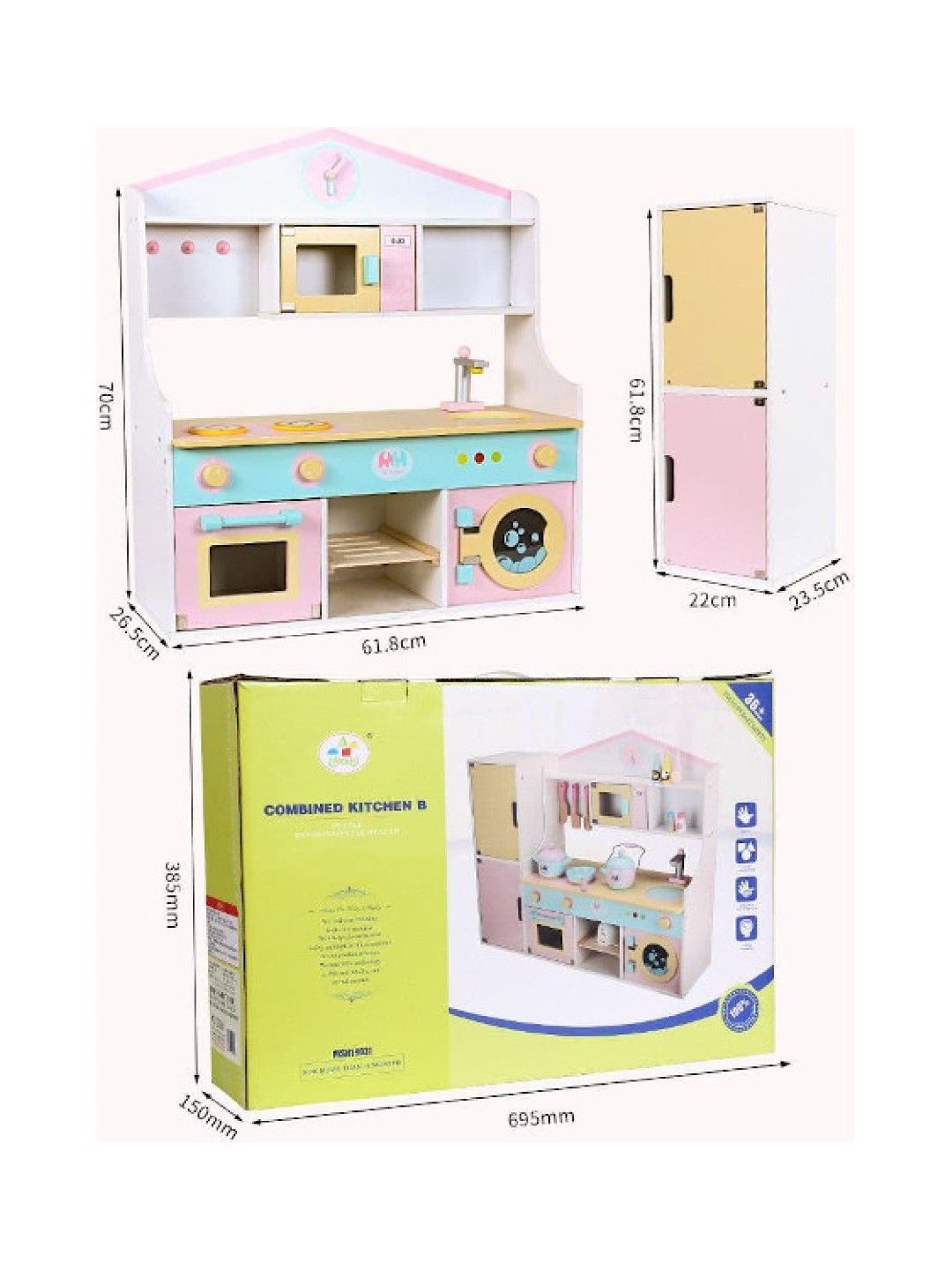 Hungry Hippo PH Wooden Pink Kitchen Reversible Refrigerator (No Color- Image 3)