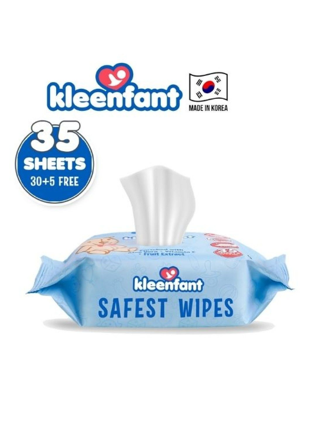 Kleenfant Unscented Baby Wipes (35 sheets) Pack of 5 (No Color- Image 3)