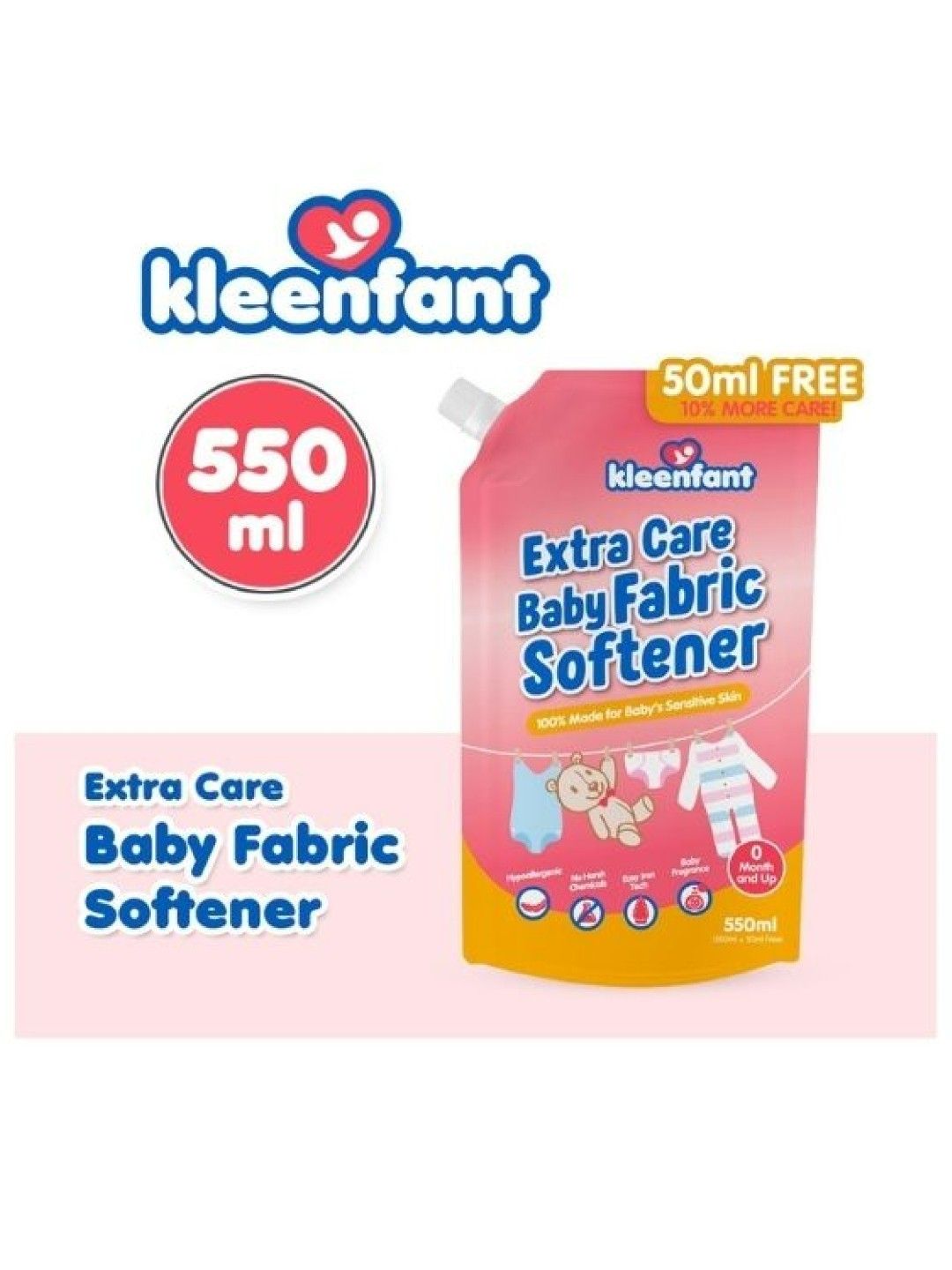 Kleenfant Extra Care Baby Fabric Softener Refill Pack (550ml) Pack of 2 (No Color- Image 3)