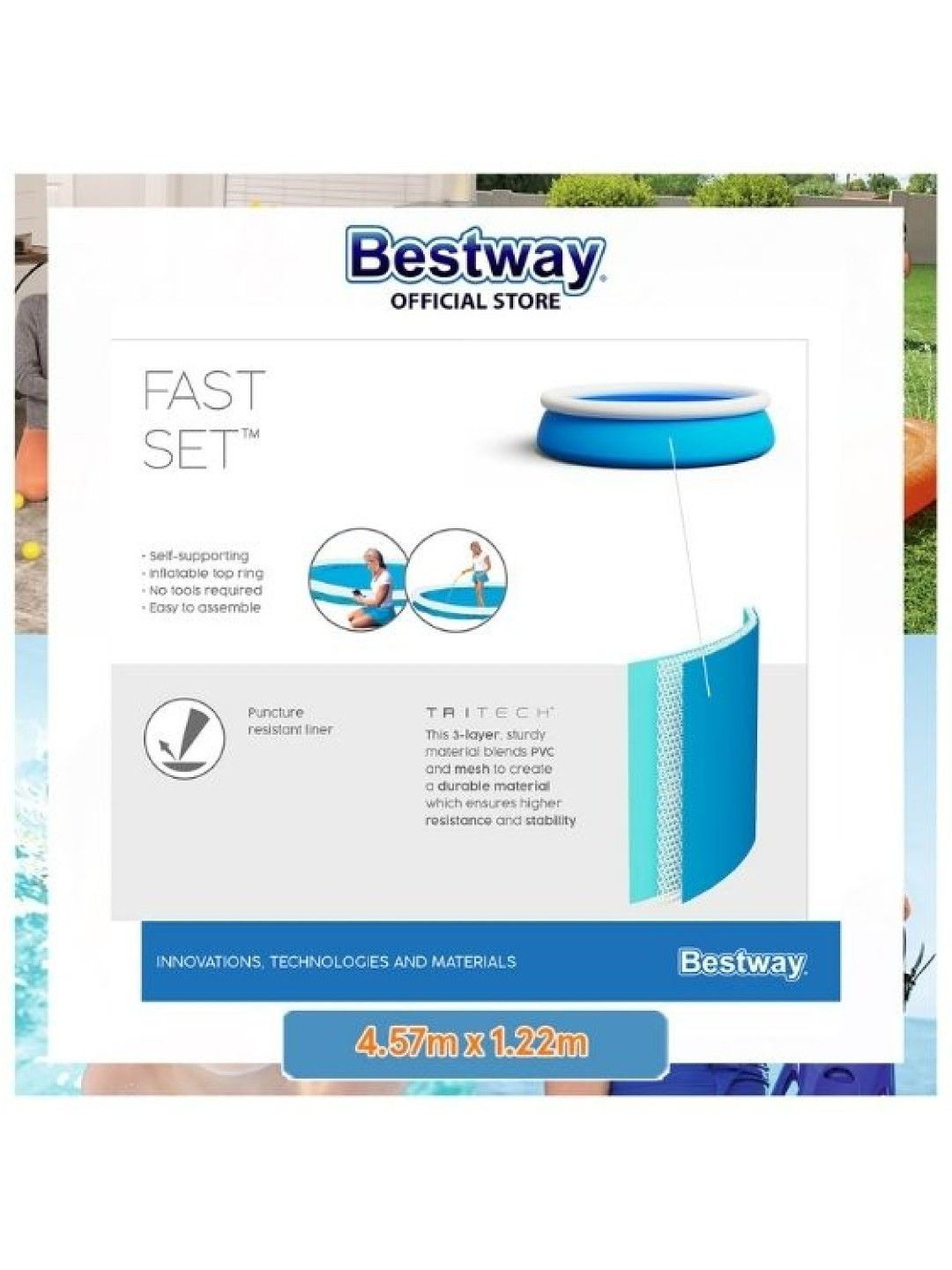 Bestway Fast Set Swimming Pool Set (160in x 48in) (No Color- Image 3)