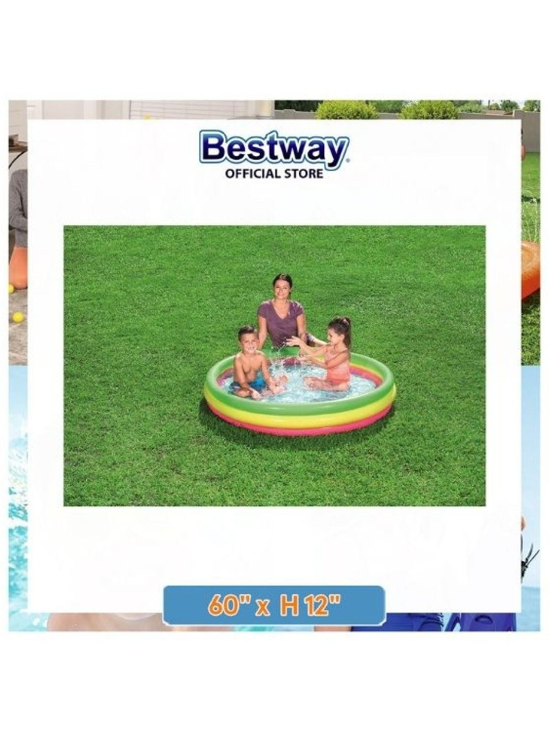 Bestway Multicolor Swimming Pool (60in x 60in x 12in) (No Color- Image 2)