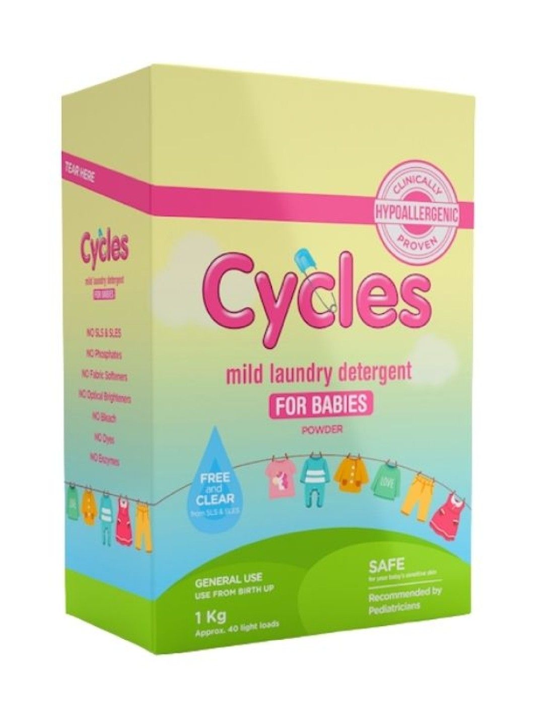 Cycles Mild Laundry Detergent Powder 1KG (No Color- Image 3)