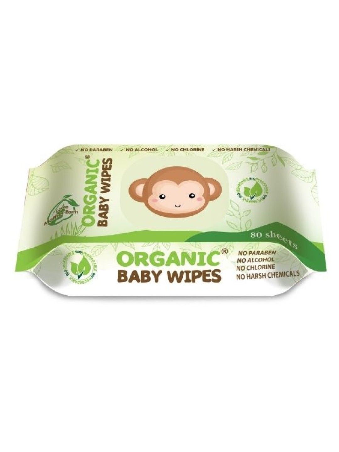 Organic Baby Wipes Baby Wipes Nature with Cap (80s) (No Color- Image 3)