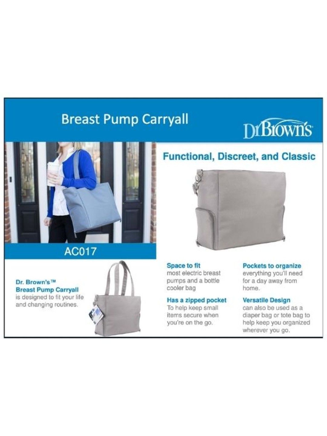 Dr. Brown's Breast Pump Bag (Gray- Image 2)