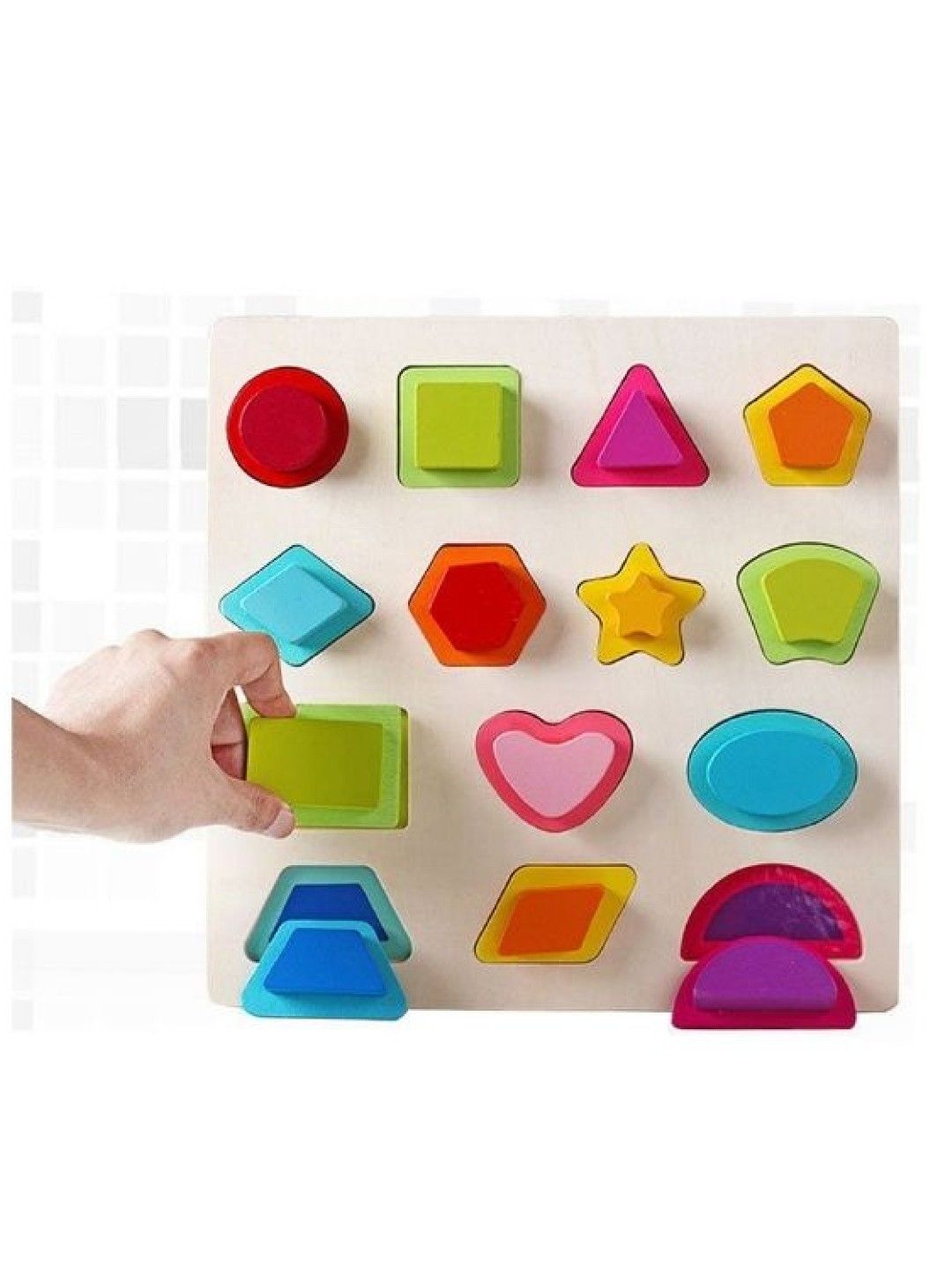 Young Mindz Wooden Chunky Shapes Puzzles (No Color- Image 3)