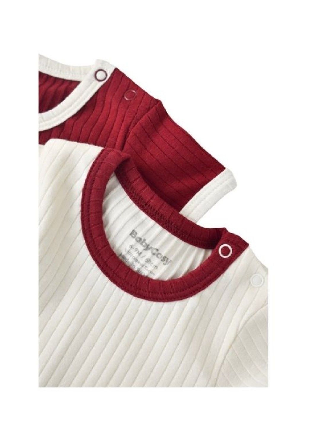 bean fashion Babycosy Organic Shortsleeves Bodysuit Set of 2 (Creamy White & Red- Image 3)