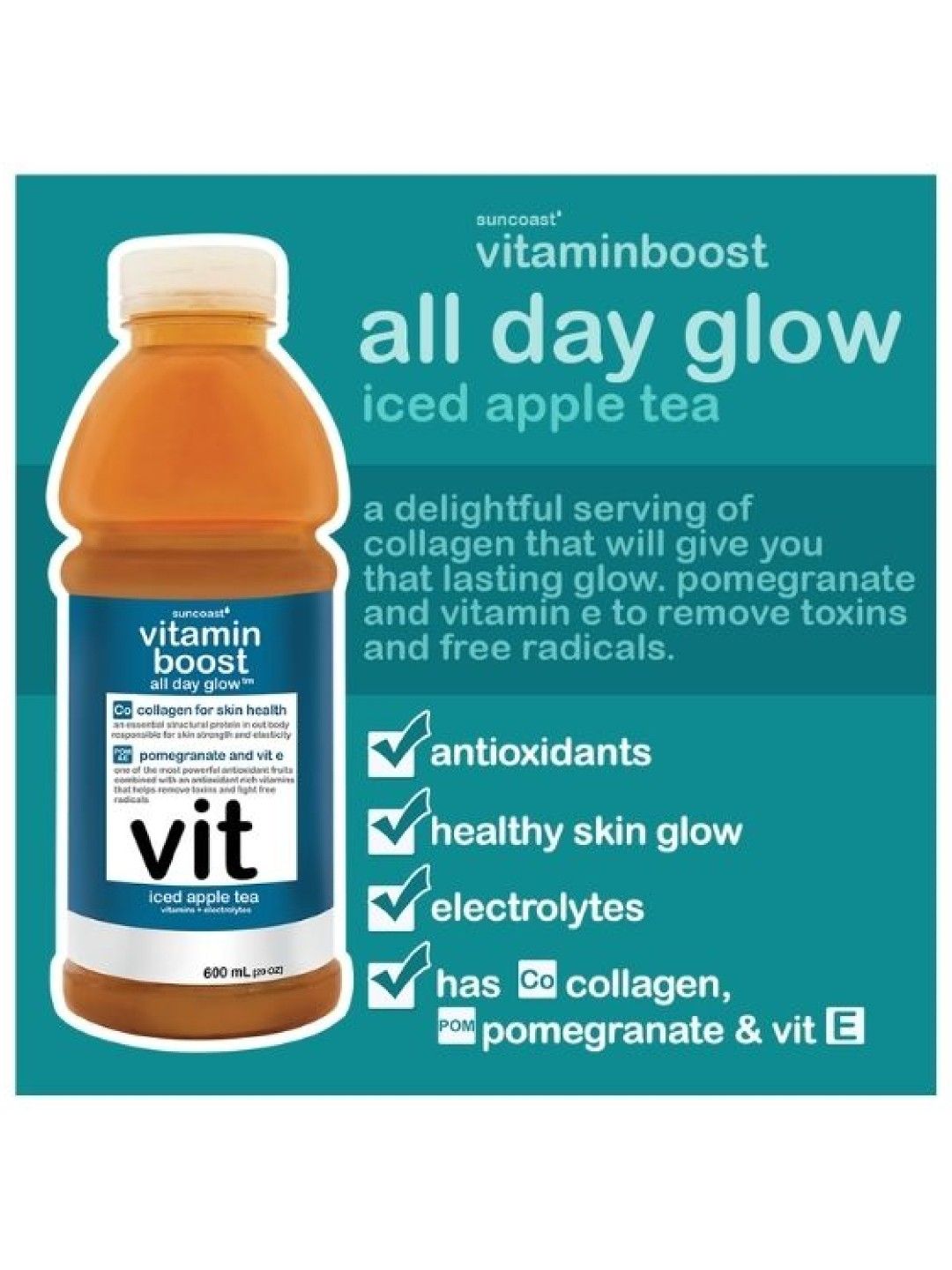 Vitamin Boost All Day Glow Iced Apple Tea (600ml) (6-pack) (No Color- Image 3)