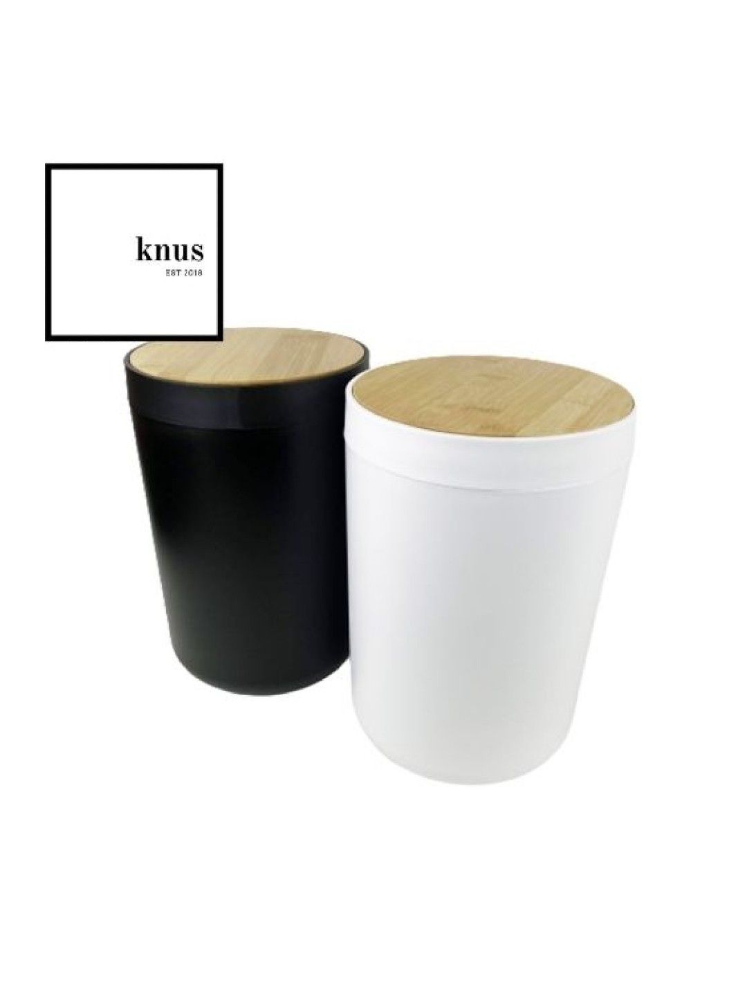 Knus PH Trash Can Bin Bamboo Lid Cover (Black- Image 3)