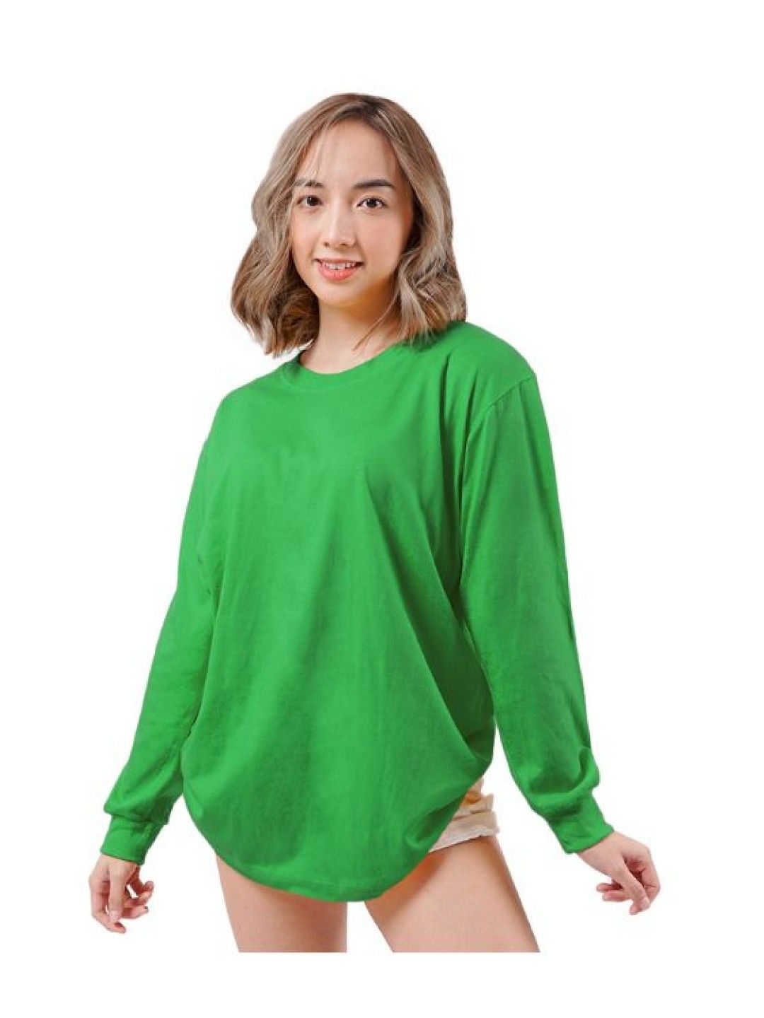 Crown TShirt Ladies Long Sleeve Oversized (Apple Green- Image 3)