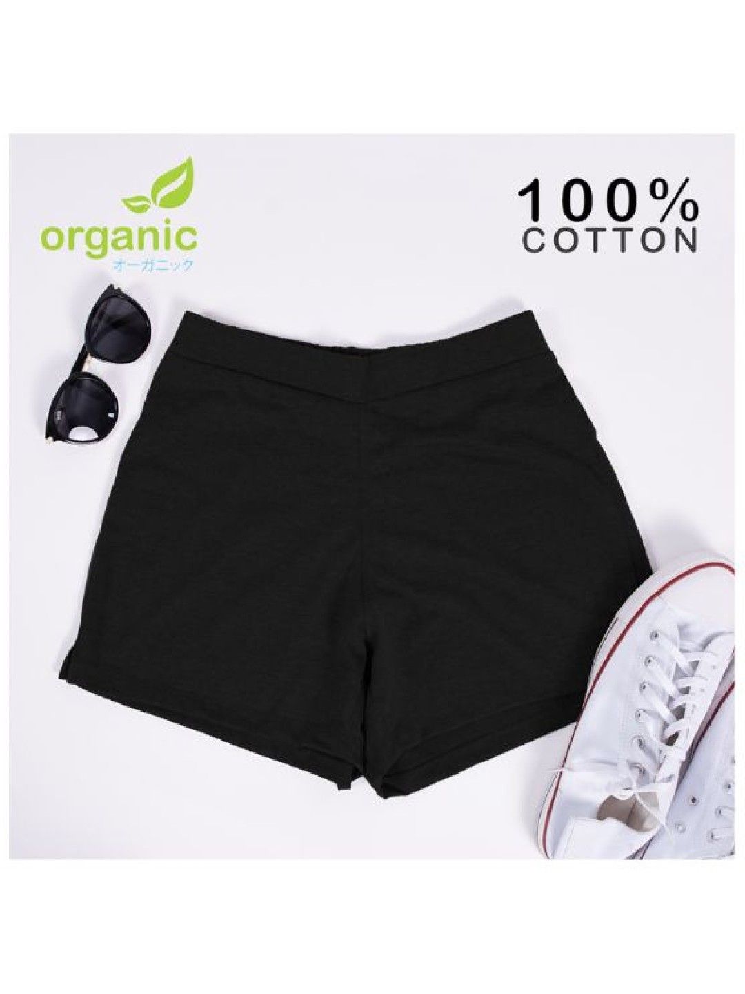 Organic Apparel Ladies High Waist Shorts (Black- Image 3)