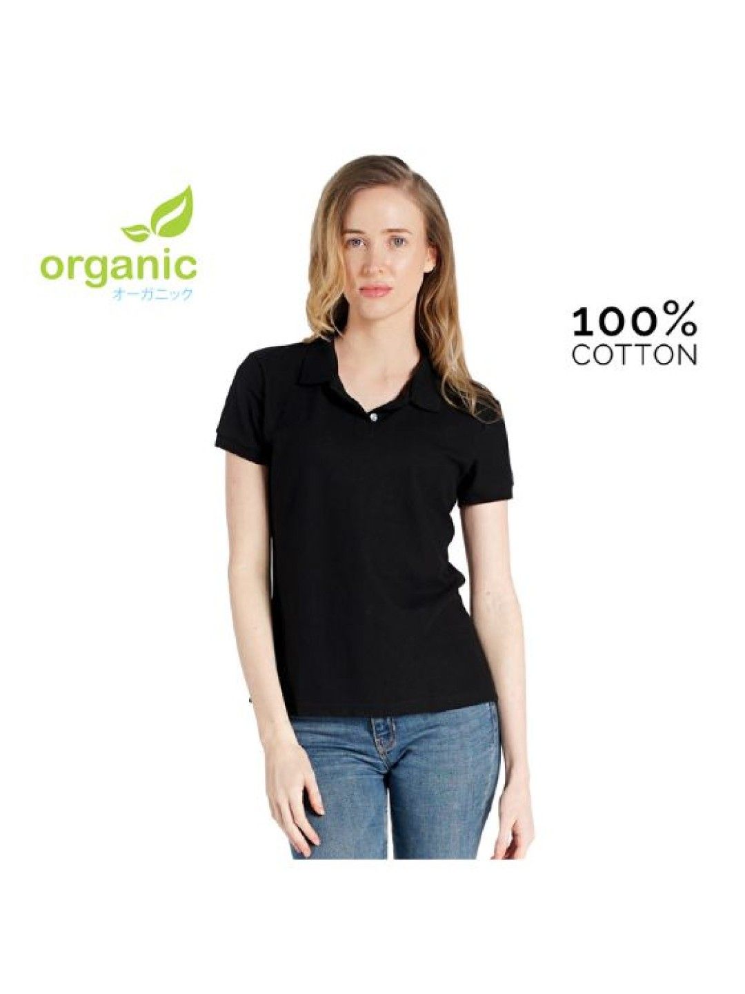 Organic Apparel Ladies Polo Shirt (Black- Image 3)