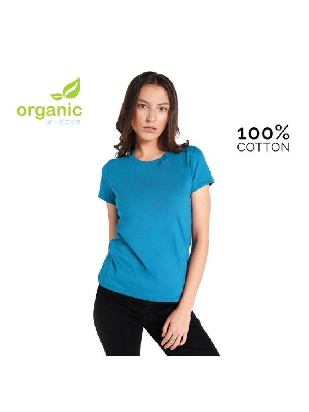 Organic Apparel Ladies Round Neck T-Shirt (Aqua Blue- Image 3)