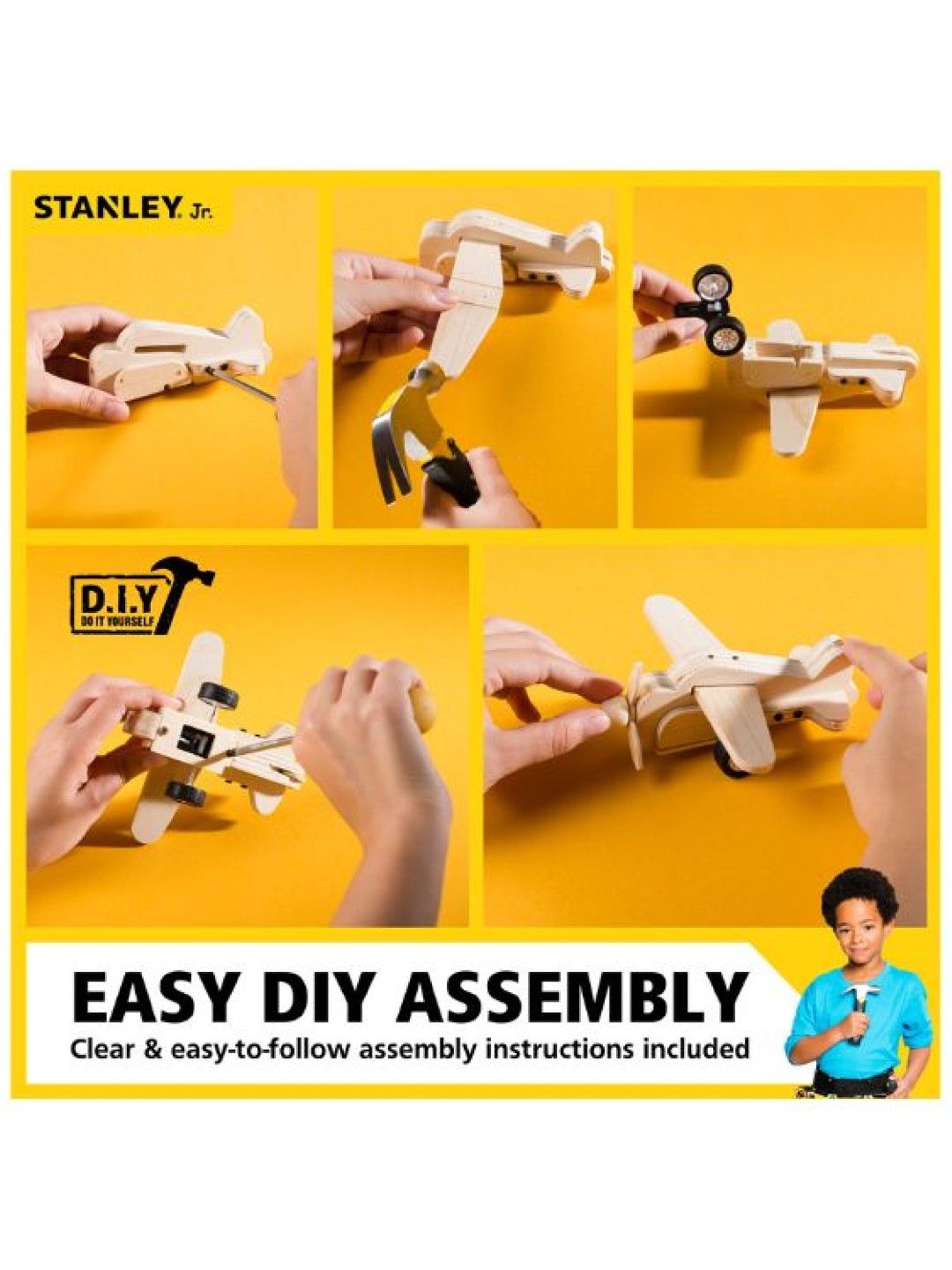 Stanley Stanley Jr. Pull Back Airplane Assembly Kit (Wooden) (No Color- Image 3)