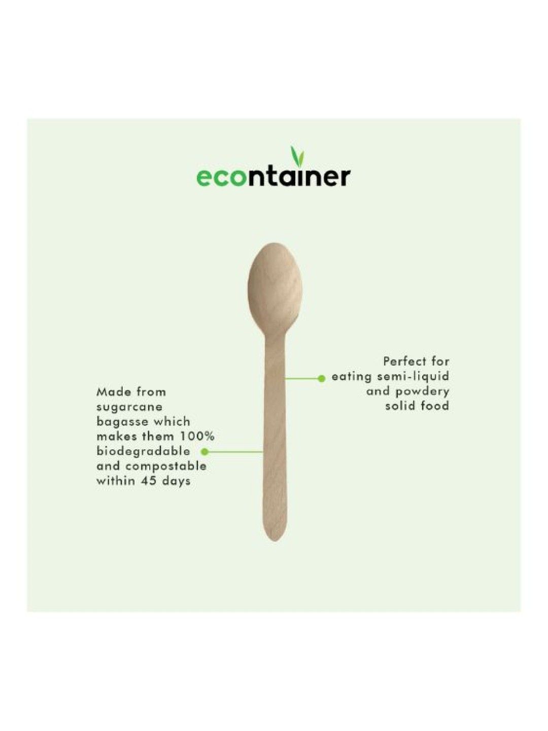 Econtainer Birchwood Spoon Compostable and Eco-friendly - Pack of 100 (No Color- Image 3)