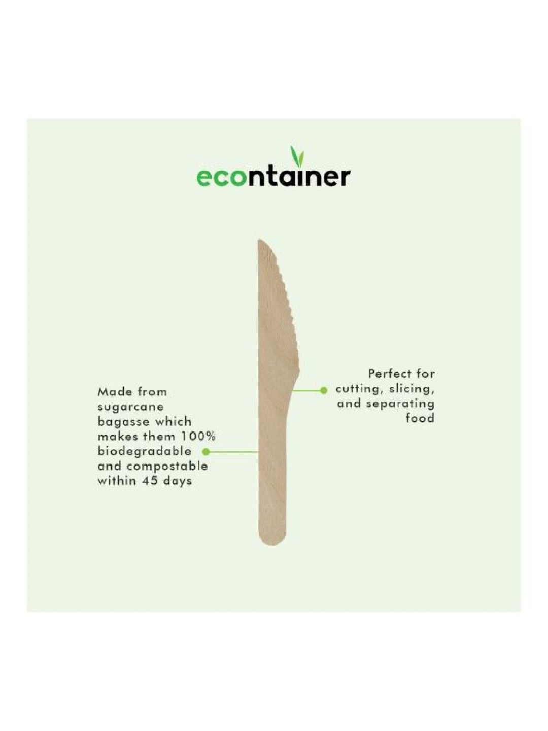 Econtainer Birchwood Knife Compostable and Eco-friendly - Pack of 100 (No Color- Image 3)