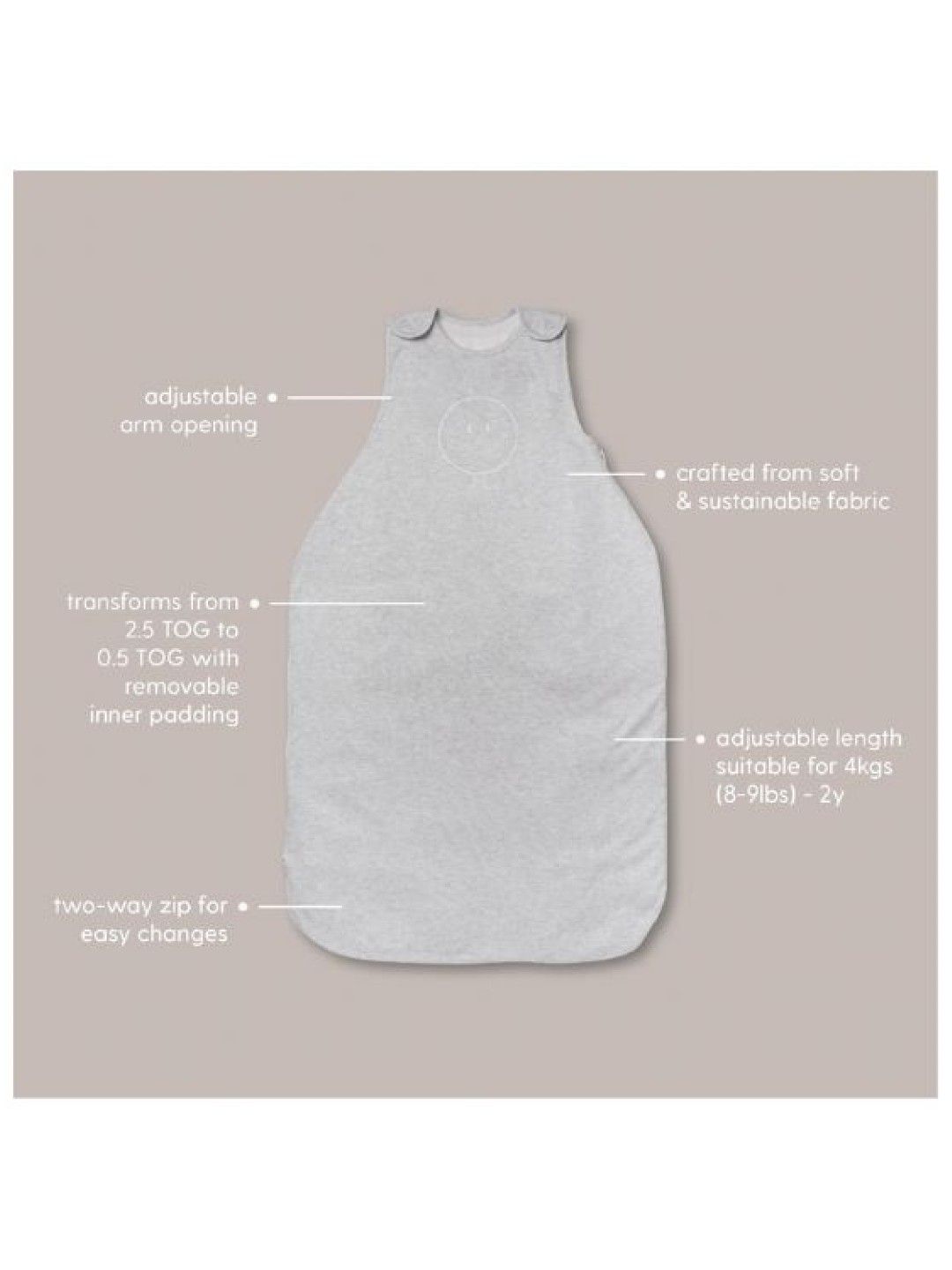 Baby Mori Multi TOG Clever Sleeping Bag (Grey- Image 2)