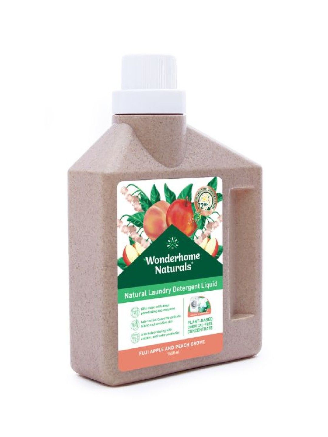 Wonderhome Naturals Natural Laundry Detergent Liquid (1500ml) (Fuji Apple And Peach Grove- Image 3)