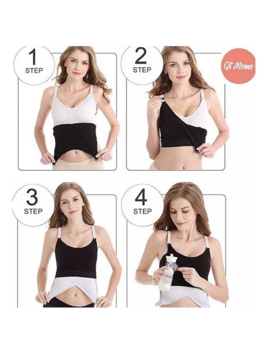 QT Hub Clip-On Hands-Free Pumping Bra (Black- Image 2)