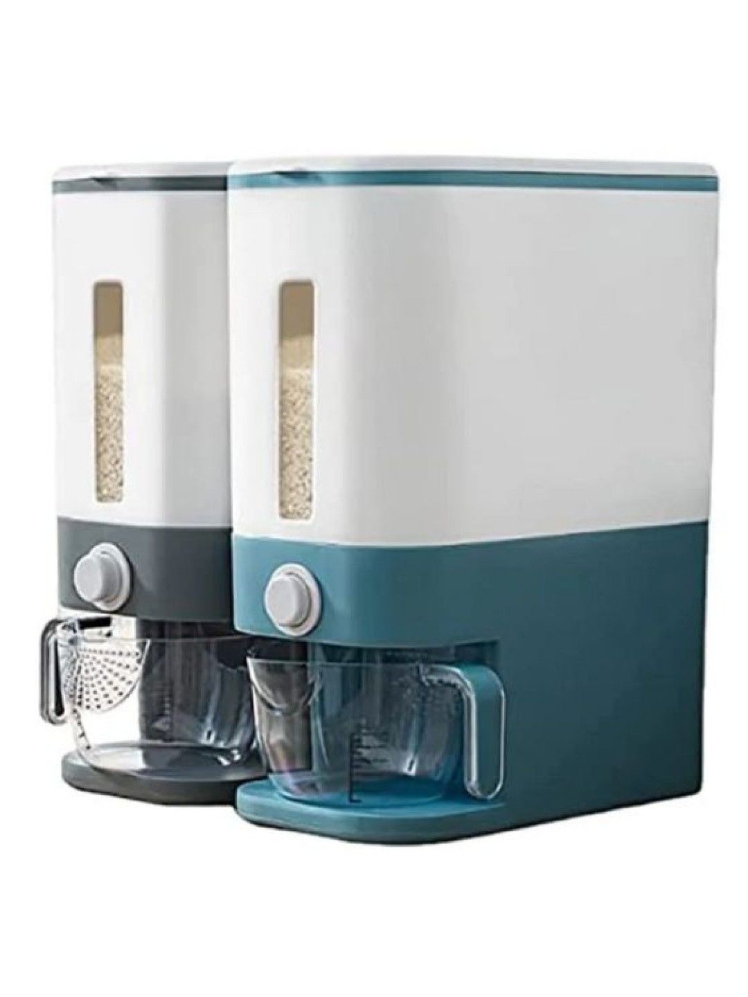 QT Hub Large Capacity Rice Dispenser with Measuring Cup and Drainer (Gray- Image 2)