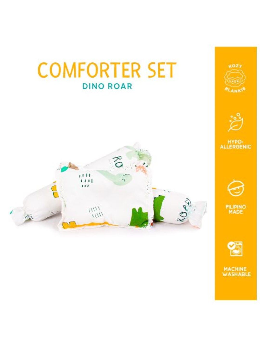 Kozy Blankie Comforter Set (Dino Roar White- Image 3)