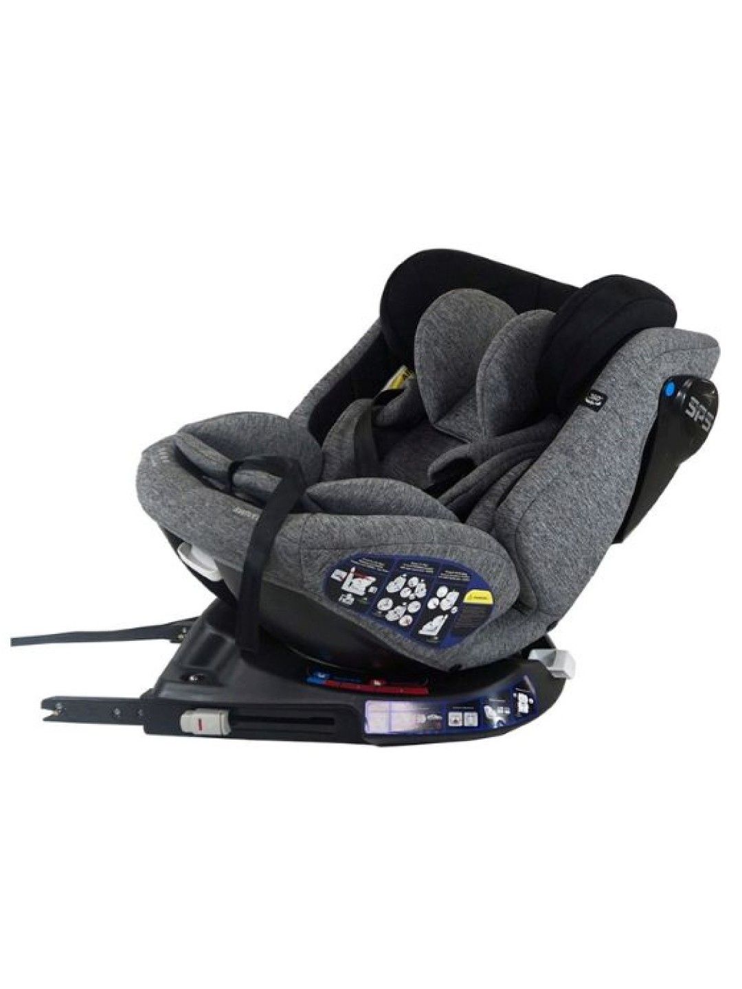 Akeeva 360 Rotate Isofix Carseat w/ Latch and Side Protect (Swivel) w/ ICC - Grey (Grey- Image 3)