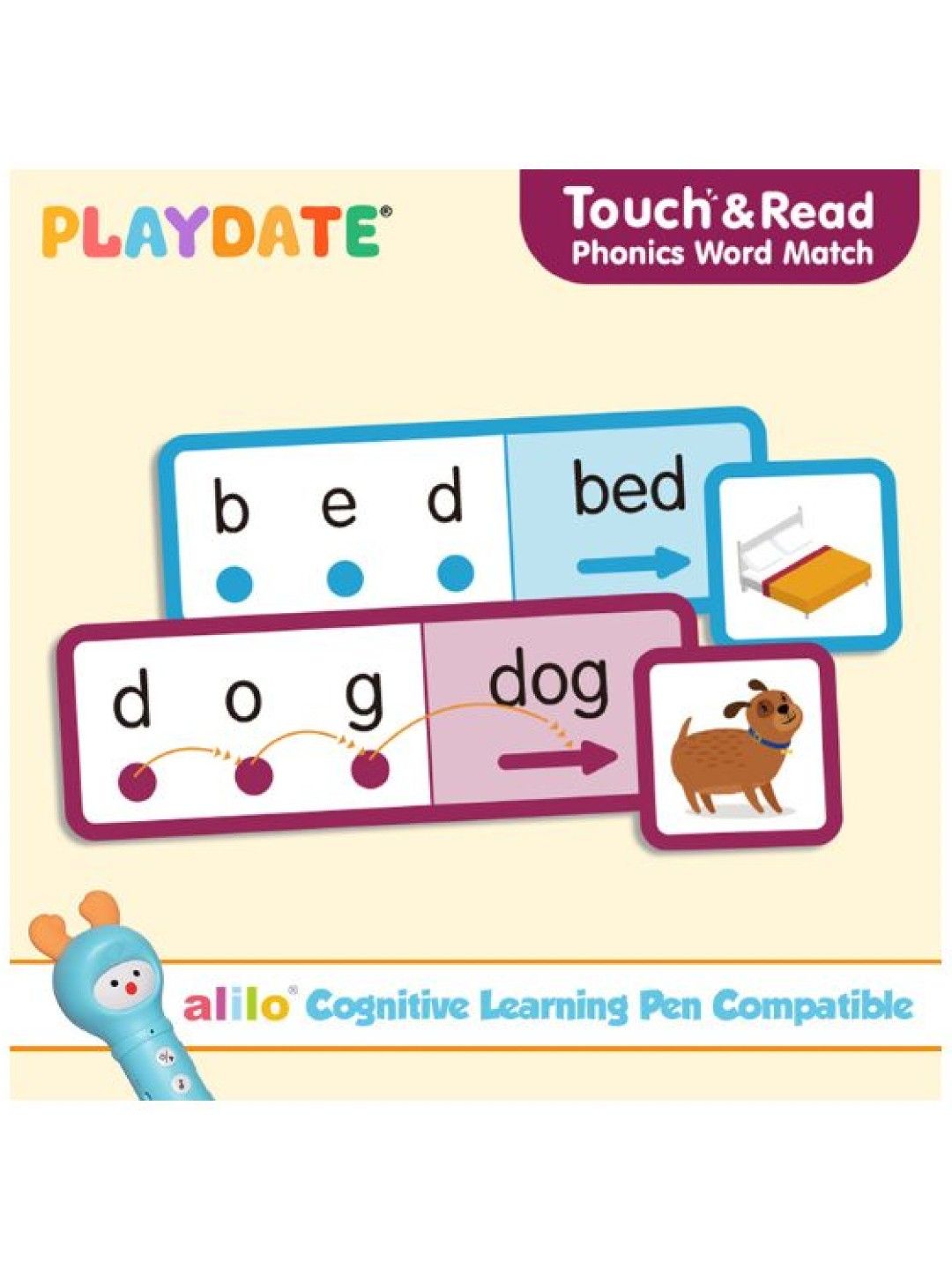 Playdate Touch and Read - Phonics Word Match (3 Boxes) (Alilo Learning Pen Compatible) (No Color- Image 3)