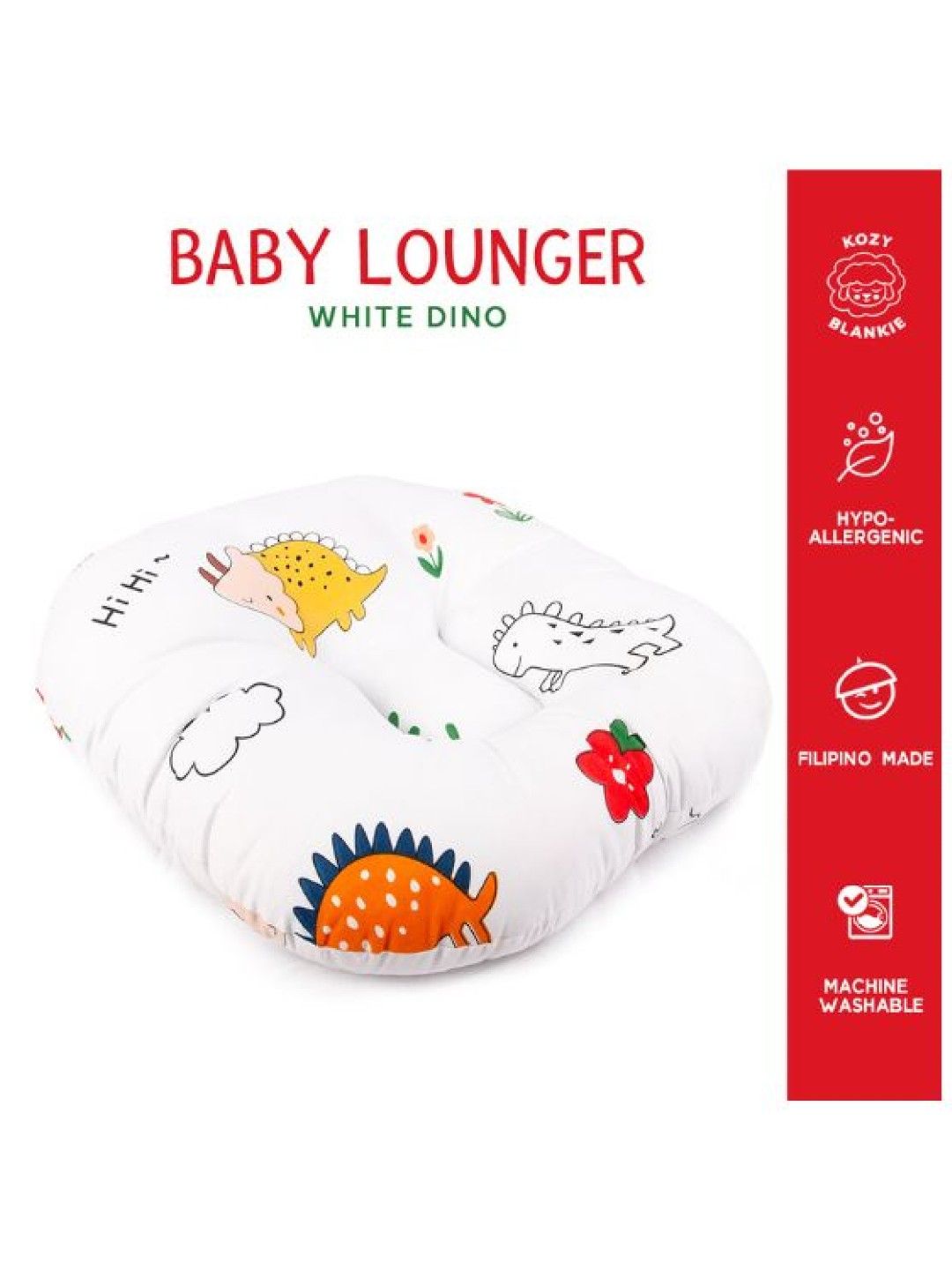 Kozy Blankie Newborn Lounger (White Dino- Image 4)