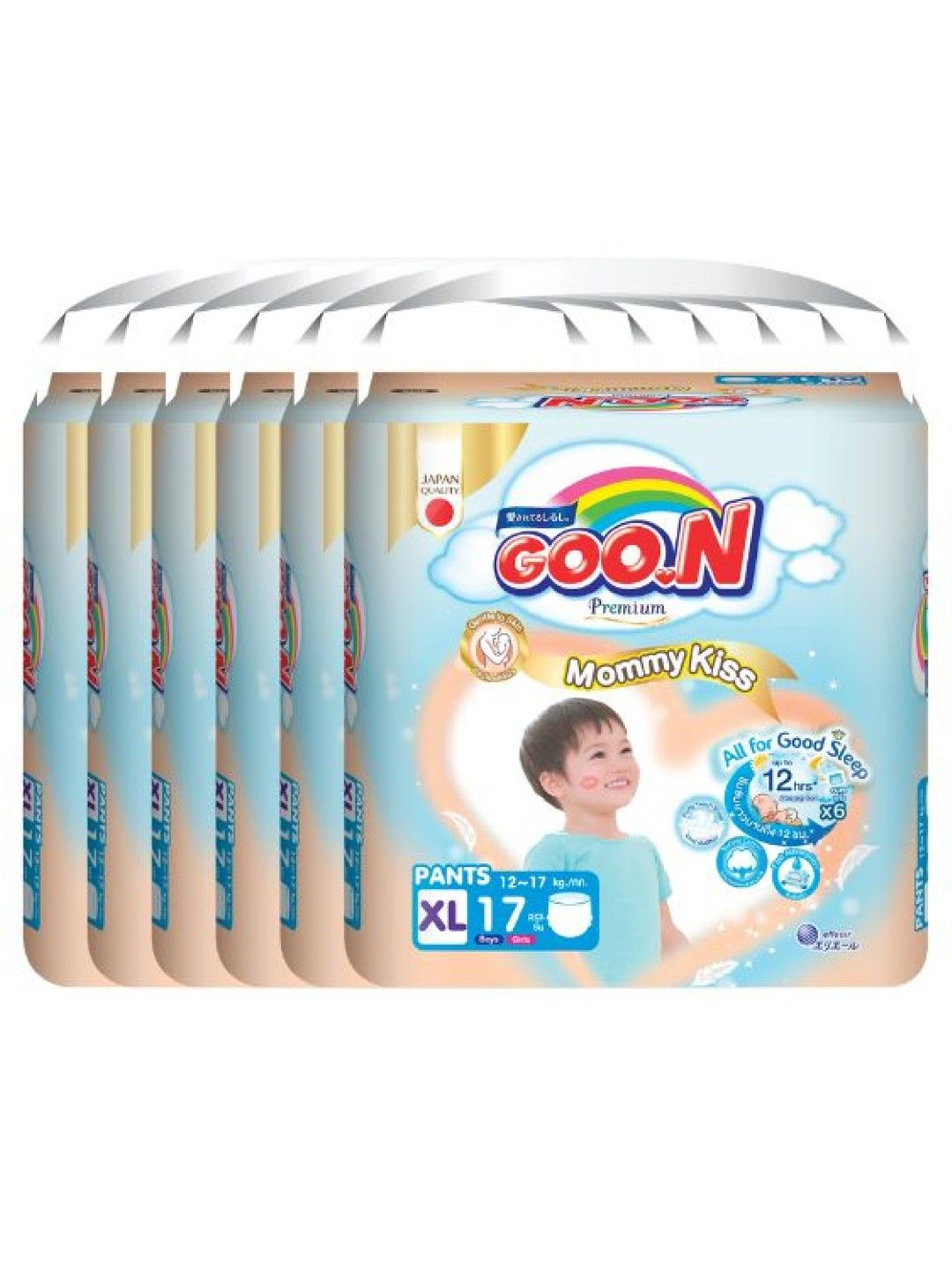 GOO.N Mommy Kiss Premium Diaper Pants XL 6-Pack (102pcs) (No Color- Image 1)