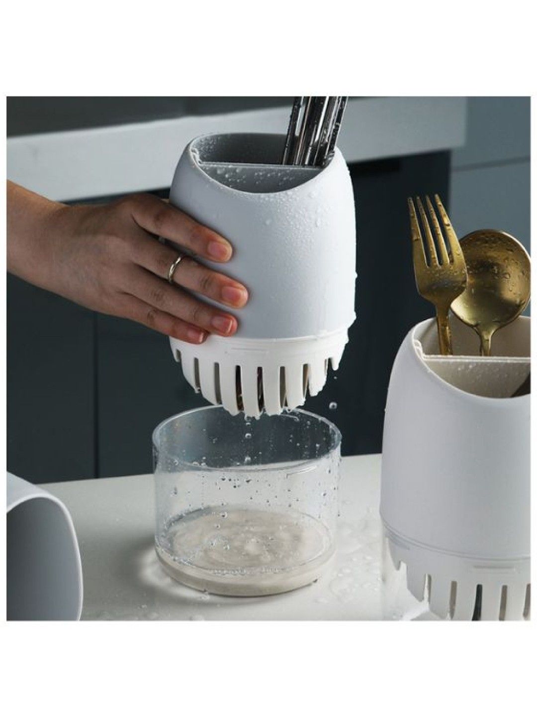 Scenti Minimalist Utensils Holder (White- Image 2)