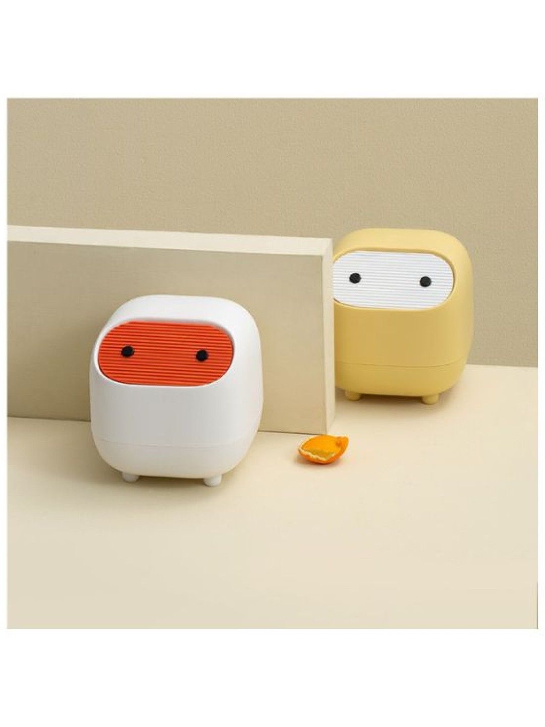 Scenti Cute Desktop Trash Can (White with Orange- Image 2)