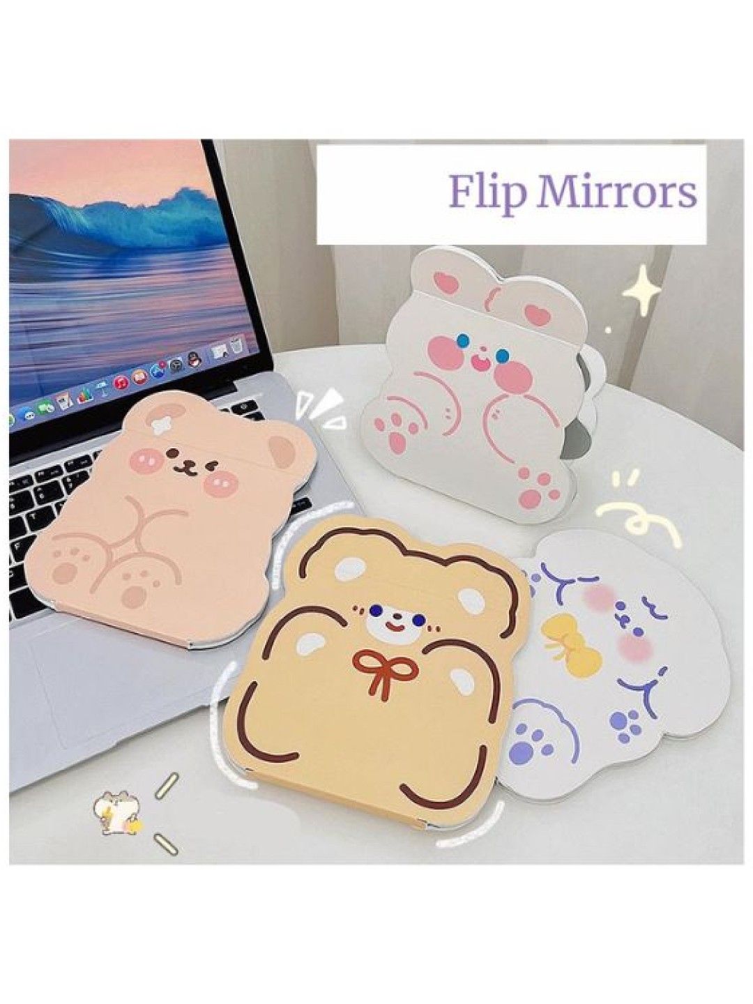 Scenti Flip Type Foldable Mirror (Bear- Image 2)