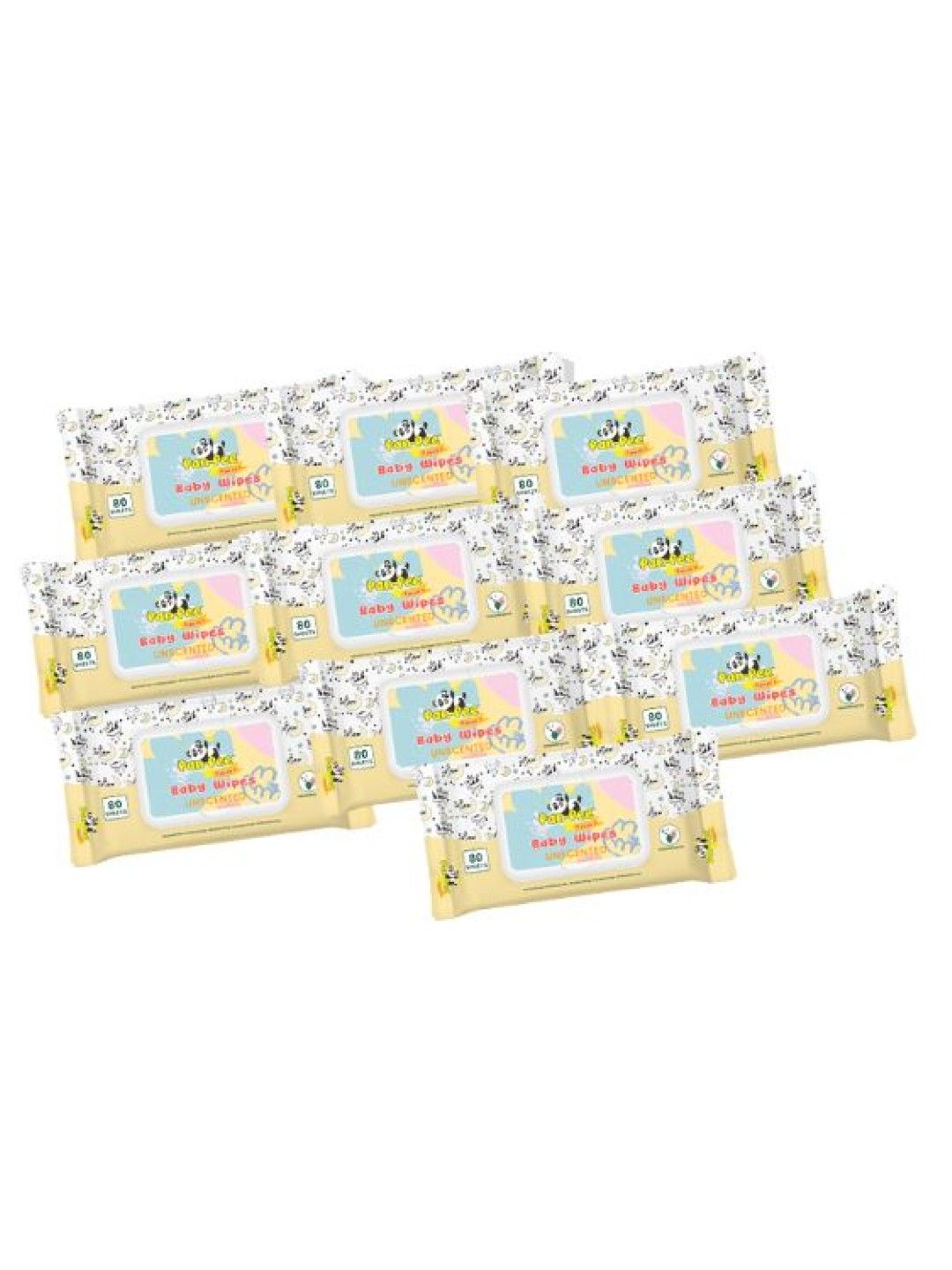 PanPee Savers Unscented Baby Wipes 80's Pack of 10