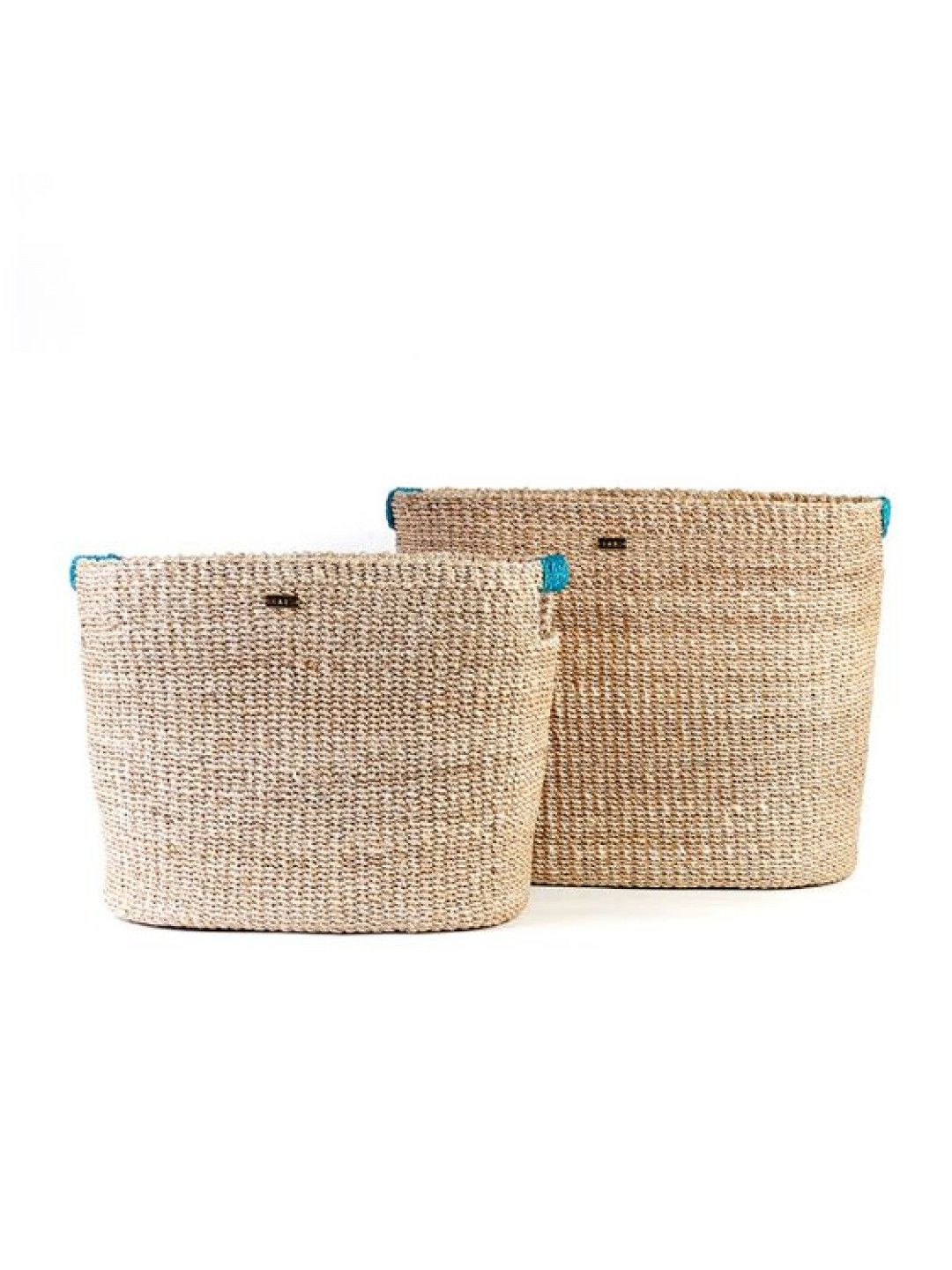 Habi Home Ivy Oval Storage Baskets Set of 2 (Small, Large) (Gray- Image 3)