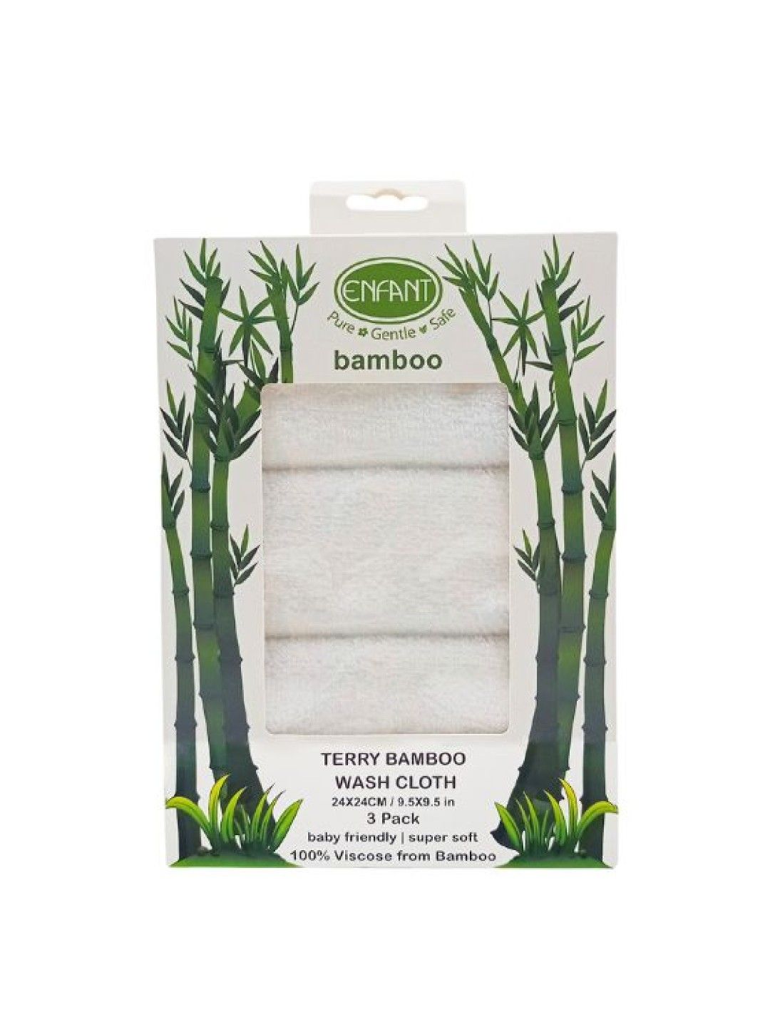 Enfant Bamboo Terry Wash Cloth (3-pcs) (White- Image 3)