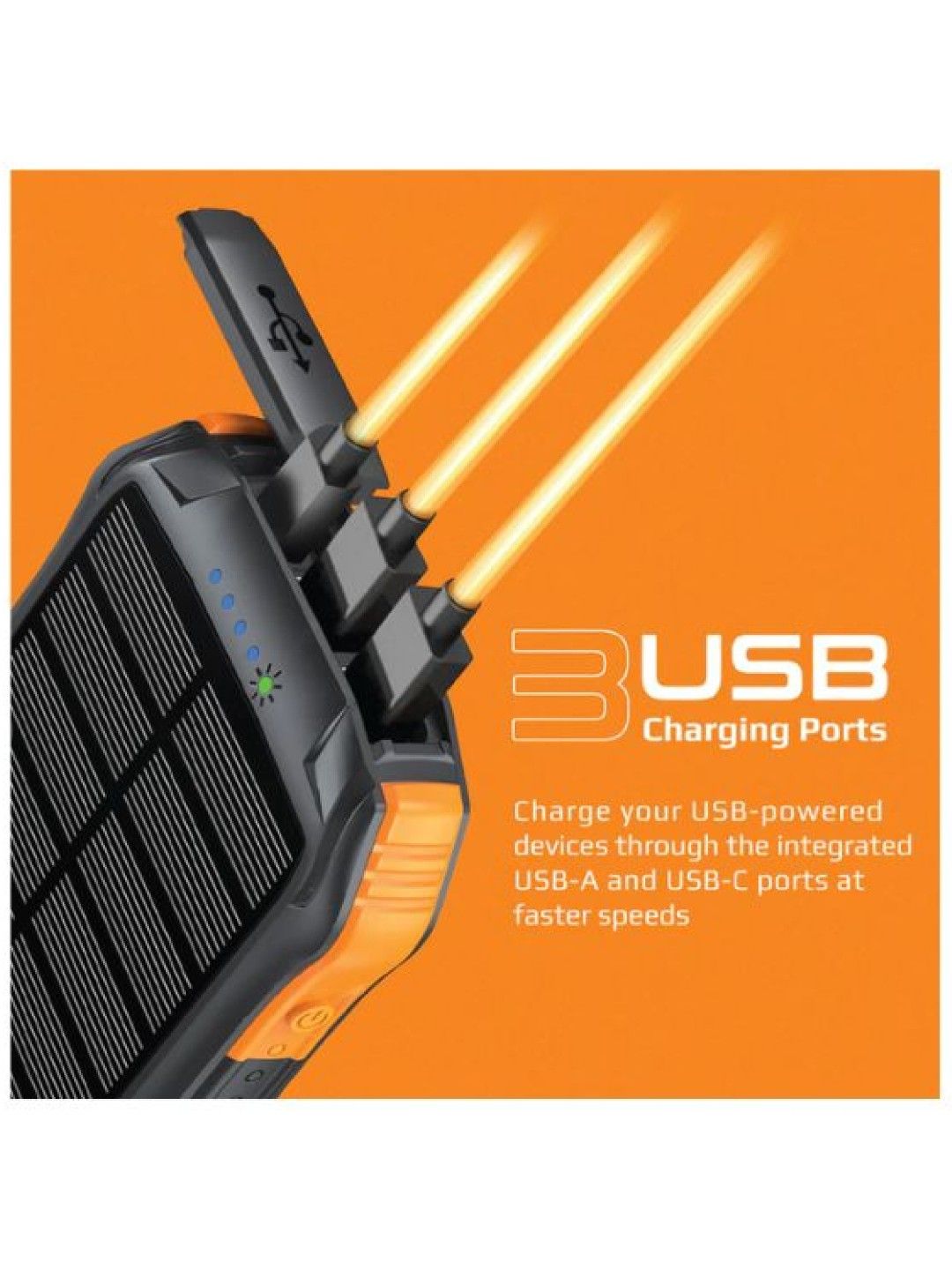 Promate SOLARTANK-10PDQI 10000mAh Rugged EcoLight™ Solar Power Bank (Black- Image 3)