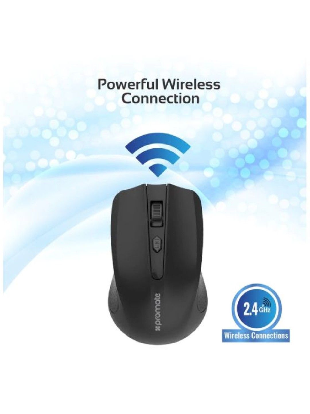 Promate CLIX-8 2.4GHz Wireless Ergonomic Optical Mouse (Black- Image 3)