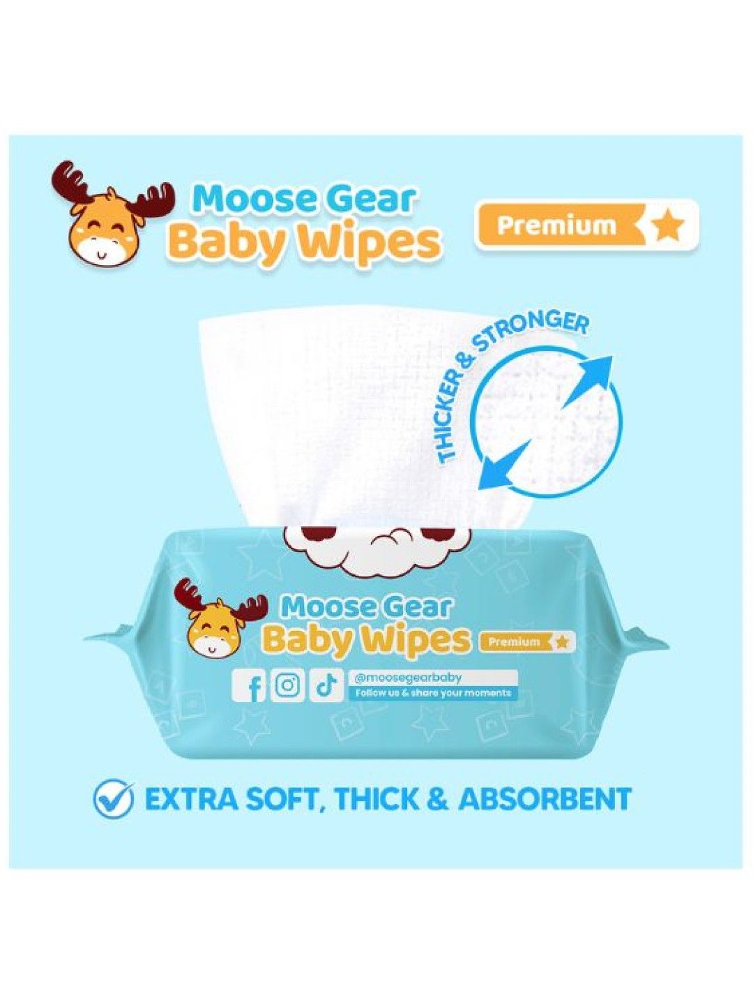 Moose Gear Baby Pure Dry Cotton Cleansing Wipes for Babies and Adults (60’s) (No Color- Image 3)