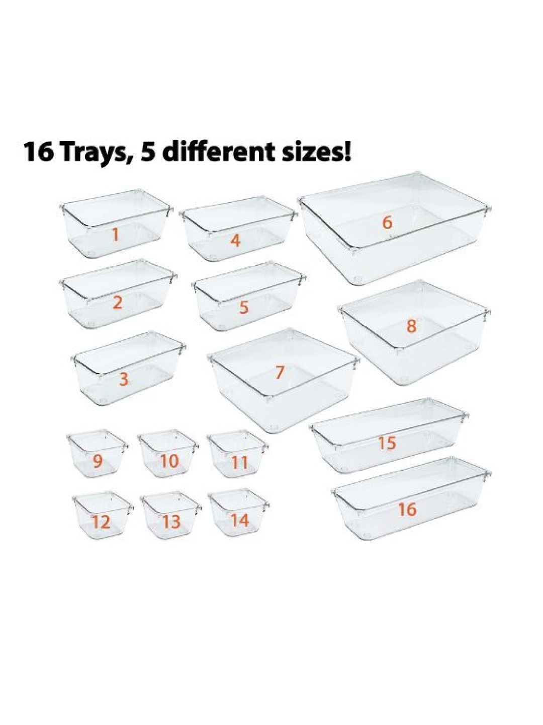 Ayousin Plastic Drawer Organizer Set (16pcs) (Clear- Image 3)