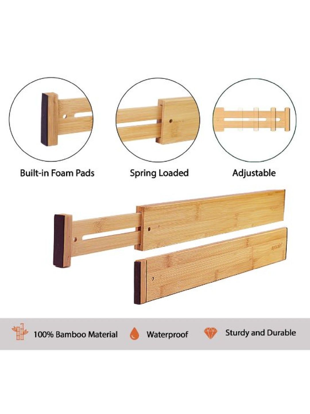 Ayousin Bamboo Drawer Divider Set (4packs) (No Color- Image 3)