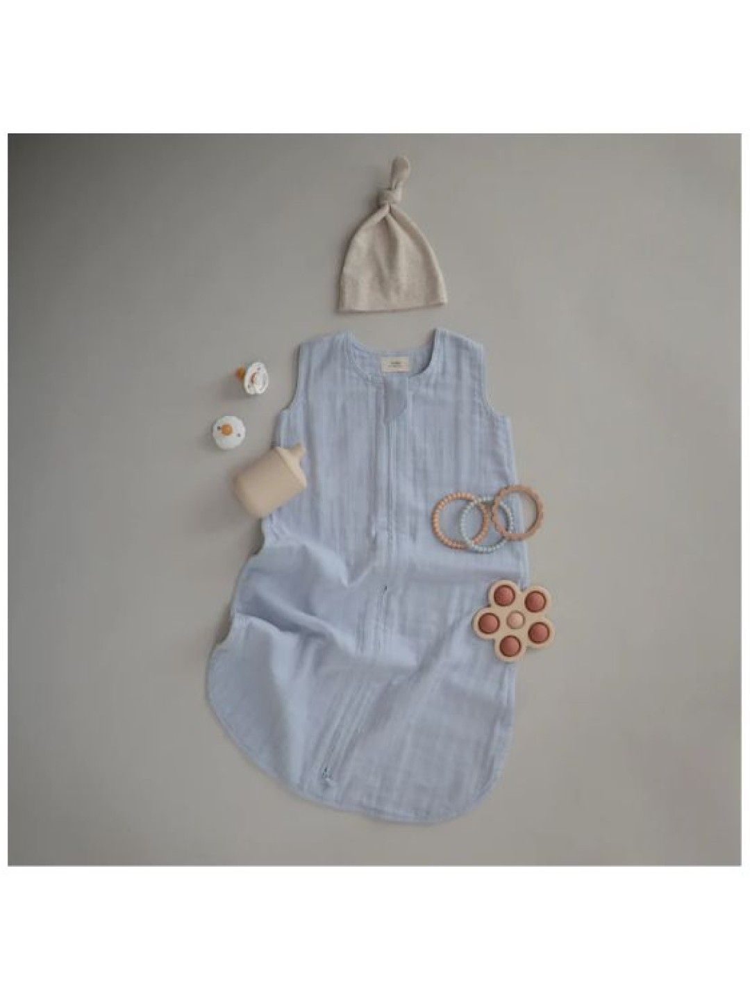 Mushie Organic Cotton Sleep Bag (Baby Blue- Image 3)